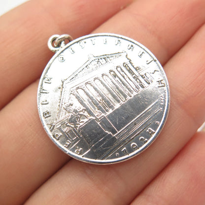 925 Sterling Silver Vintage "1924 Republik Osterreich" Charm Pendant