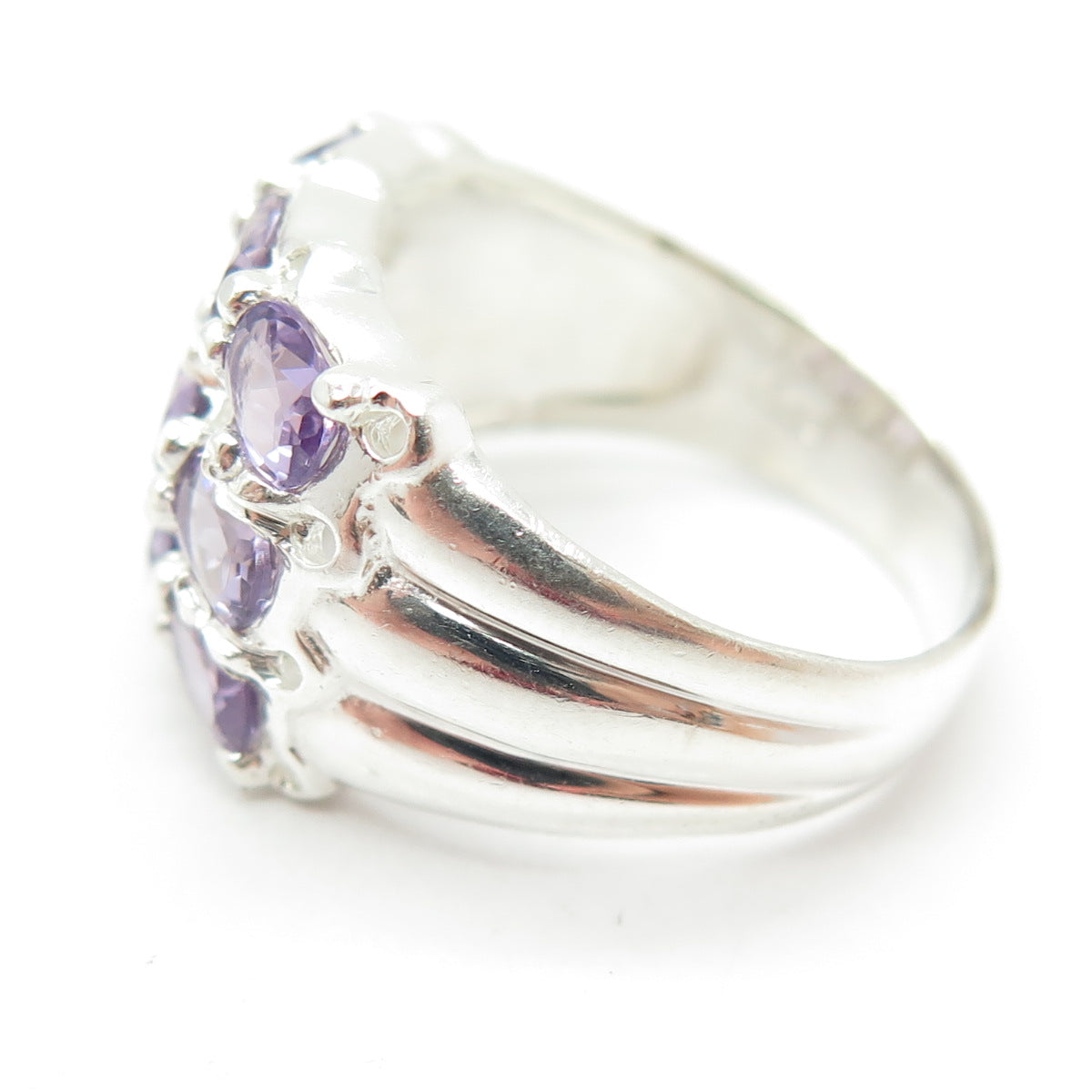 925 Sterling Silver Real Amethyst Gemstone Minimalist Ring Size 9