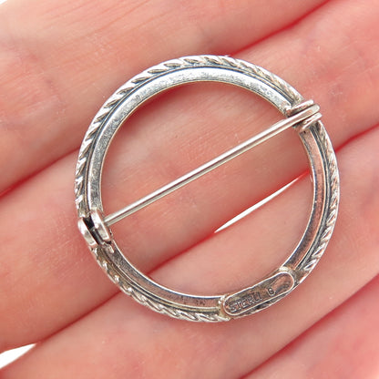 925 Sterling Silver Vintage Circle of Life Oxidized Pin Brooch