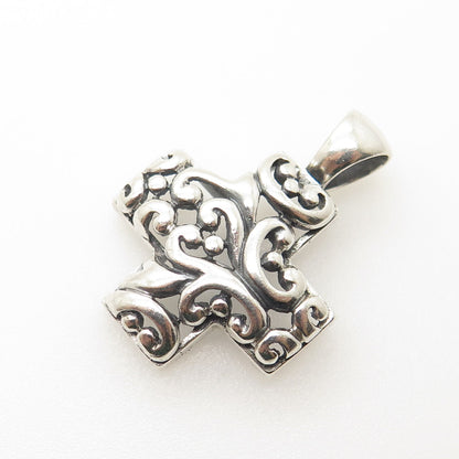 925 Sterling Silver Vintage Ornate Heart Cross Pendant