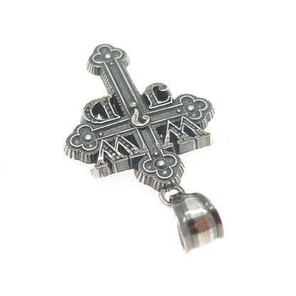 925 Sterling Silver Vintage What Would Jesus Do Cross Oxidized Pendant