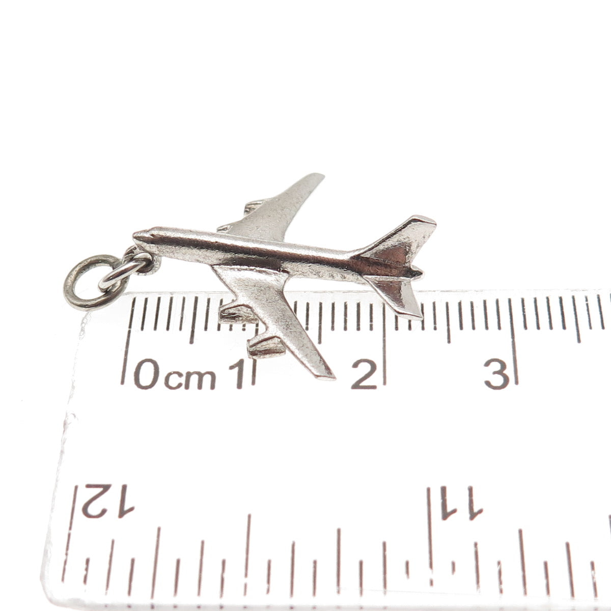 925 Sterling Silver Vintage Airplane 3D Charm Pendant