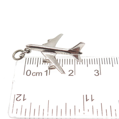 925 Sterling Silver Vintage Airplane 3D Charm Pendant