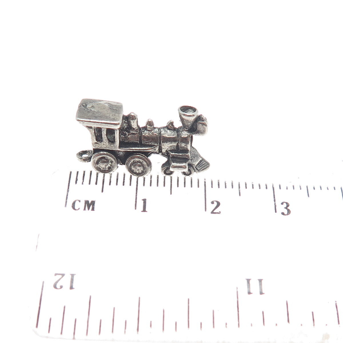 925 Sterling Silver Vintage Steam Train 3D Oxidized Pendant