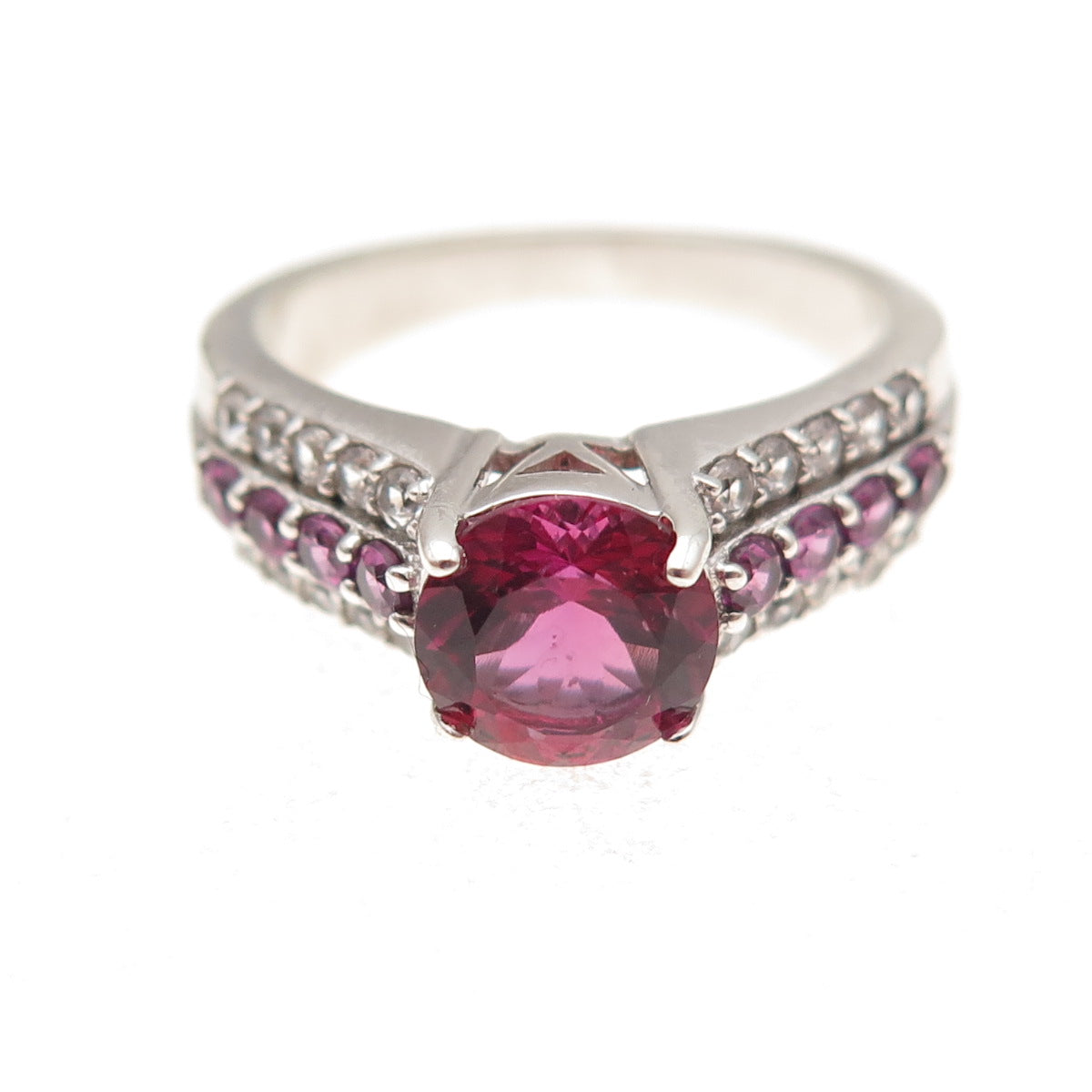 Dee Berkle 925 Sterling Silver Real Amethyst & White Topaz Ring Size 7