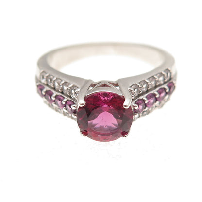 Dee Berkle 925 Sterling Silver Real Amethyst & White Topaz Ring Size 7