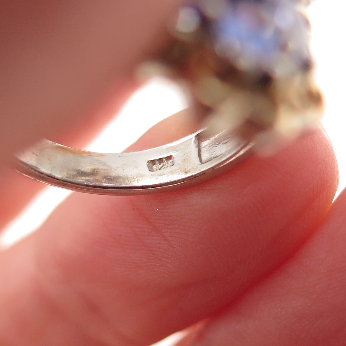 Chuck Clemency 925 Sterling Silver 2-Tone Real Tanzanite Floral Ring Size 8.25