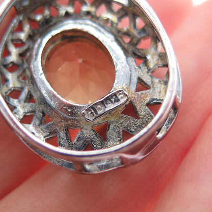 CLYDE DUNEIER CID 925 Sterling Vintage Real Citrine Oxidized Slide Charm Pendant