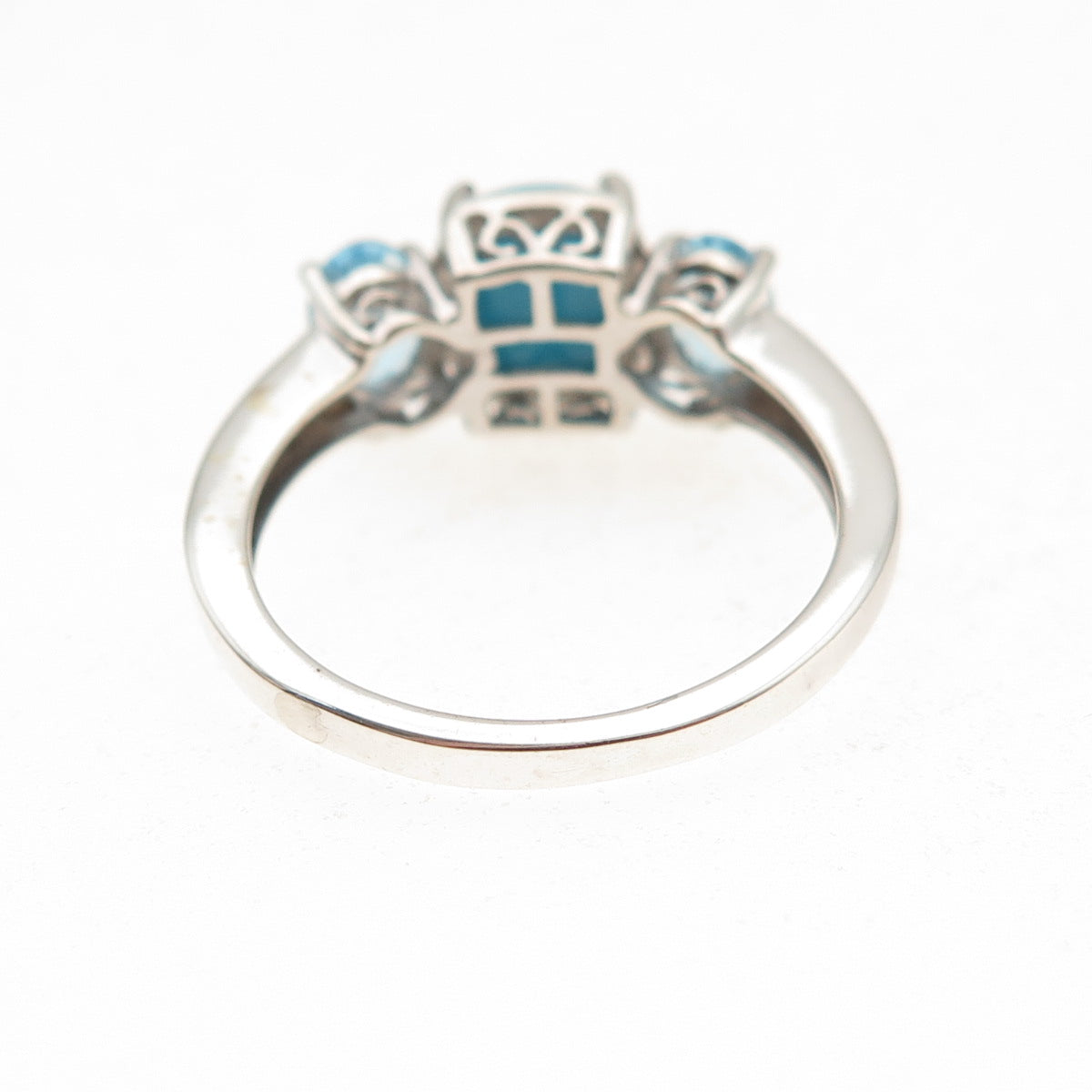 Chuck Clemency 925 Sterling Silver Real Turquoise & Blue Topaz Ring Size 8