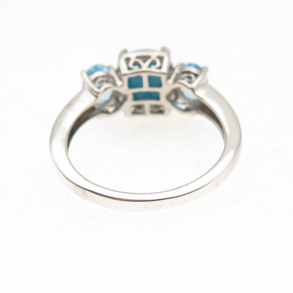 Chuck Clemency 925 Sterling Silver Real Turquoise & Blue Topaz Ring Size 8