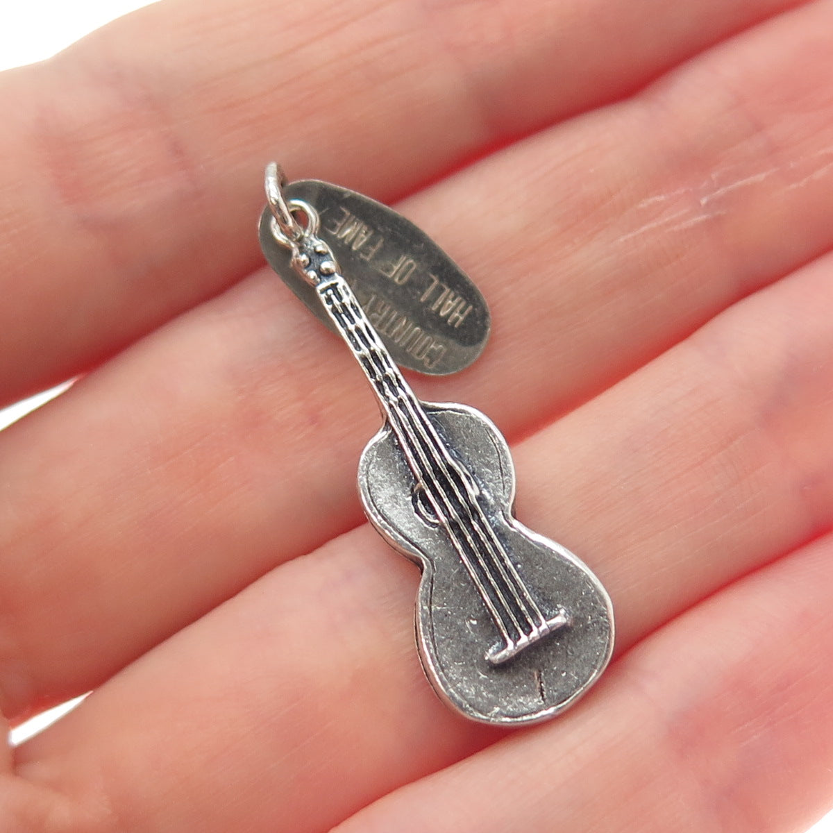 925 Sterling Silver Vintage Country Music Hall of Fame Guitar Charm Pendant