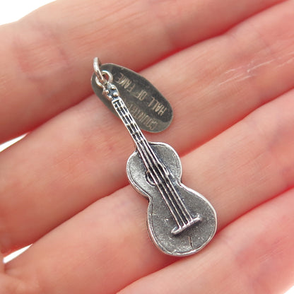925 Sterling Silver Vintage Country Music Hall of Fame Guitar Charm Pendant