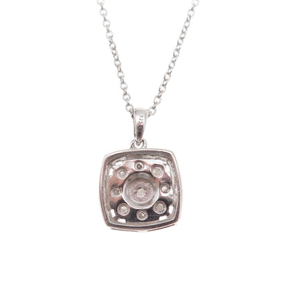 925 Sterling Silver Italy Real Round-Cut Diamond Cable Chain Necklace 18"