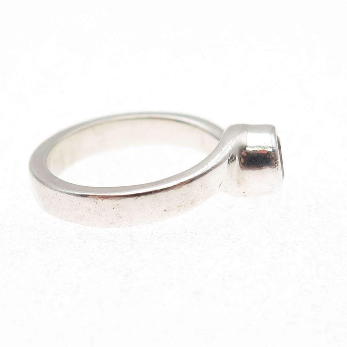 925 Sterling Silver Vintage Round-Cut C Z Modernist Ring Size 5
