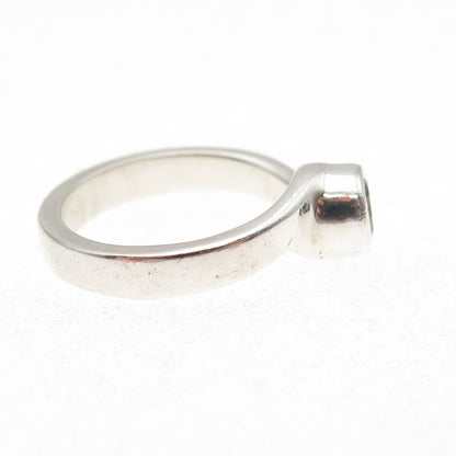 925 Sterling Silver Vintage Round-Cut C Z Modernist Ring Size 5