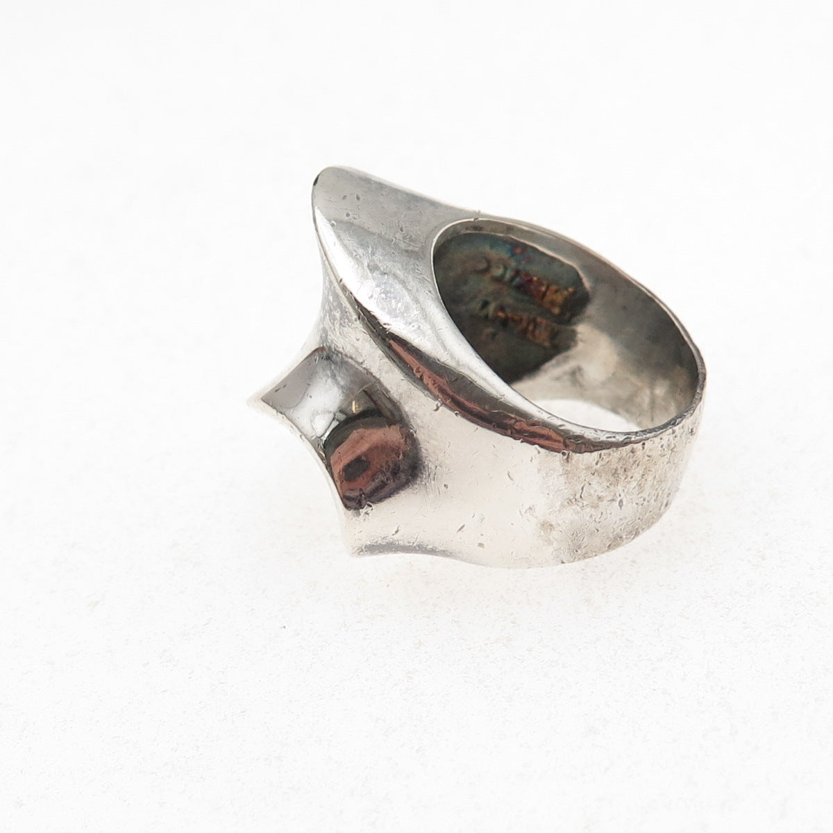 925 Sterling Silver Vintage Mexico Modernist Oxidized Ring Size 5.5