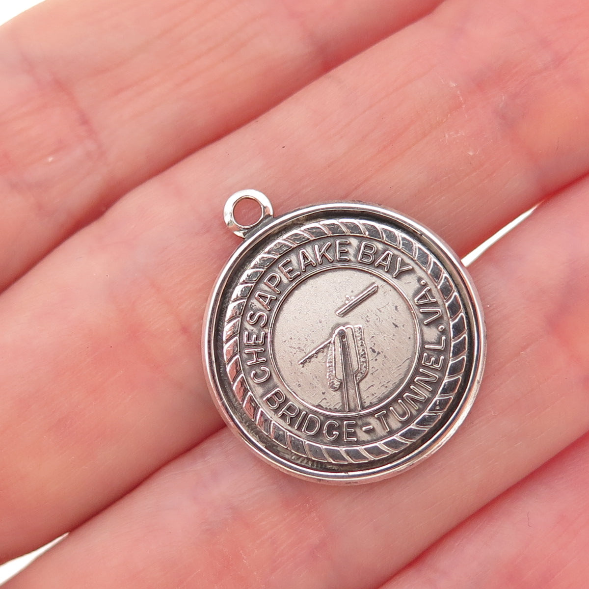 Bruce 925 Sterling Silver Vintage Chesapeake Bay Bridge-Tunnel Charm Pendant