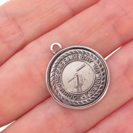 Bruce 925 Sterling Silver Vintage Chesapeake Bay Bridge-Tunnel Charm Pendant