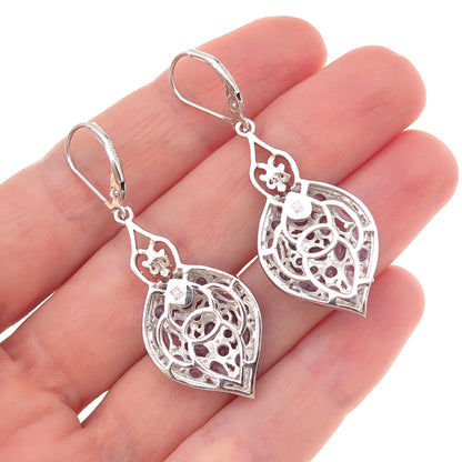 Chuck Clemency 925 Sterling Silver Real Tanzanite Dangle Earrings