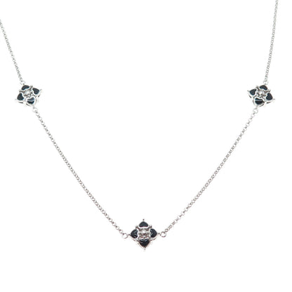 925 Sterling Silver Enamel Real Tourmaline Flower By The Yard Long Necklace 34"