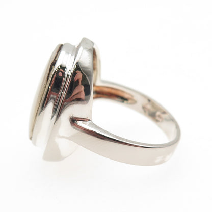 925 Sterling Silver Vintage Real MOP Modernist Ring Size 8