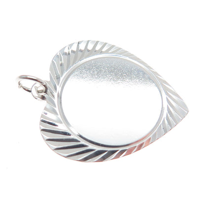 925 Sterling Silver Vintage Diamond-Cut Heart Pendant