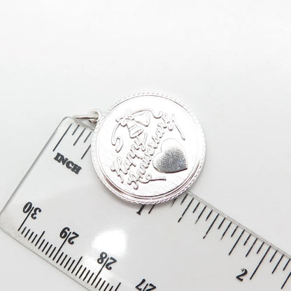 925 Sterling Silver Vintage Griffith and Sons Co. "Happy Birthday" Round Pendant