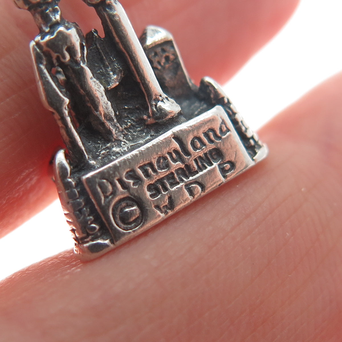WALT DISNEY 925 Sterling Silver Vintage Cinderella Castle Mini 3D Charm Pendant