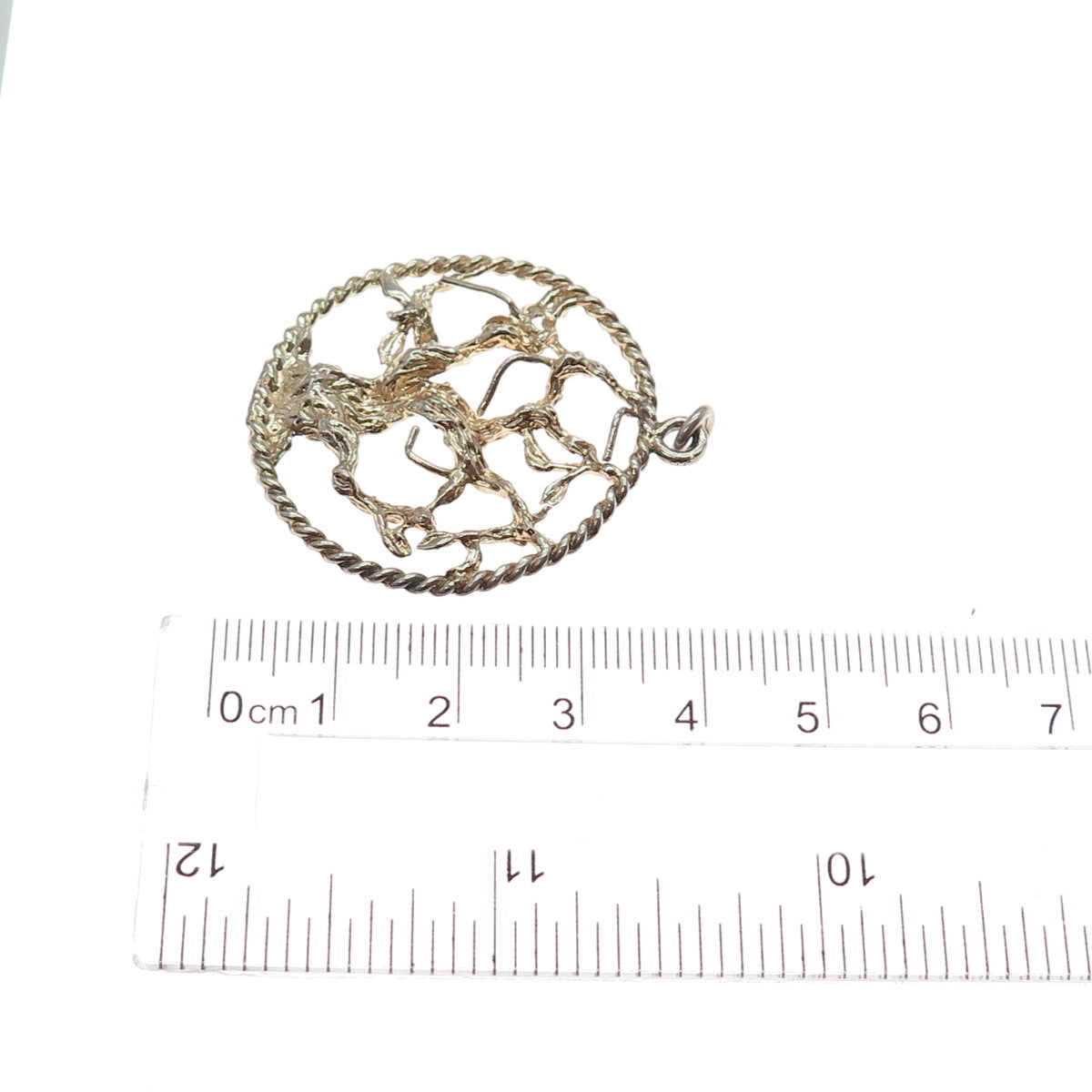 925 Sterling Silver Gold Plated Vintage Tree of Life Charm Pendant