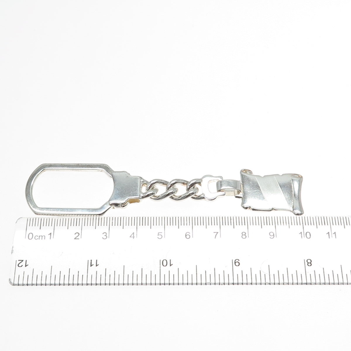 925 Sterling Silver Vintage Italy Key Diploma Fob Chain Ring Holder