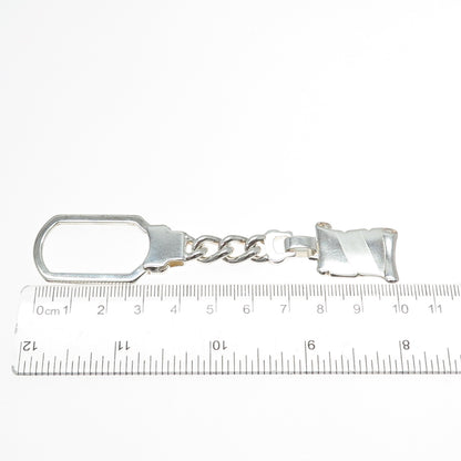 925 Sterling Silver Vintage Italy Key Diploma Fob Chain Ring Holder