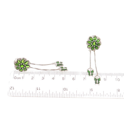 Chuck Clemency 925 Sterling Silver Enamel Real Peridot Butterfly Dangle Earrings