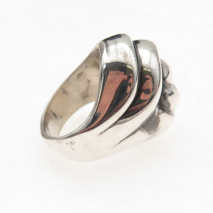 925 Sterling Silver Vintage Italy Modernist Oxidized Ring Size 7