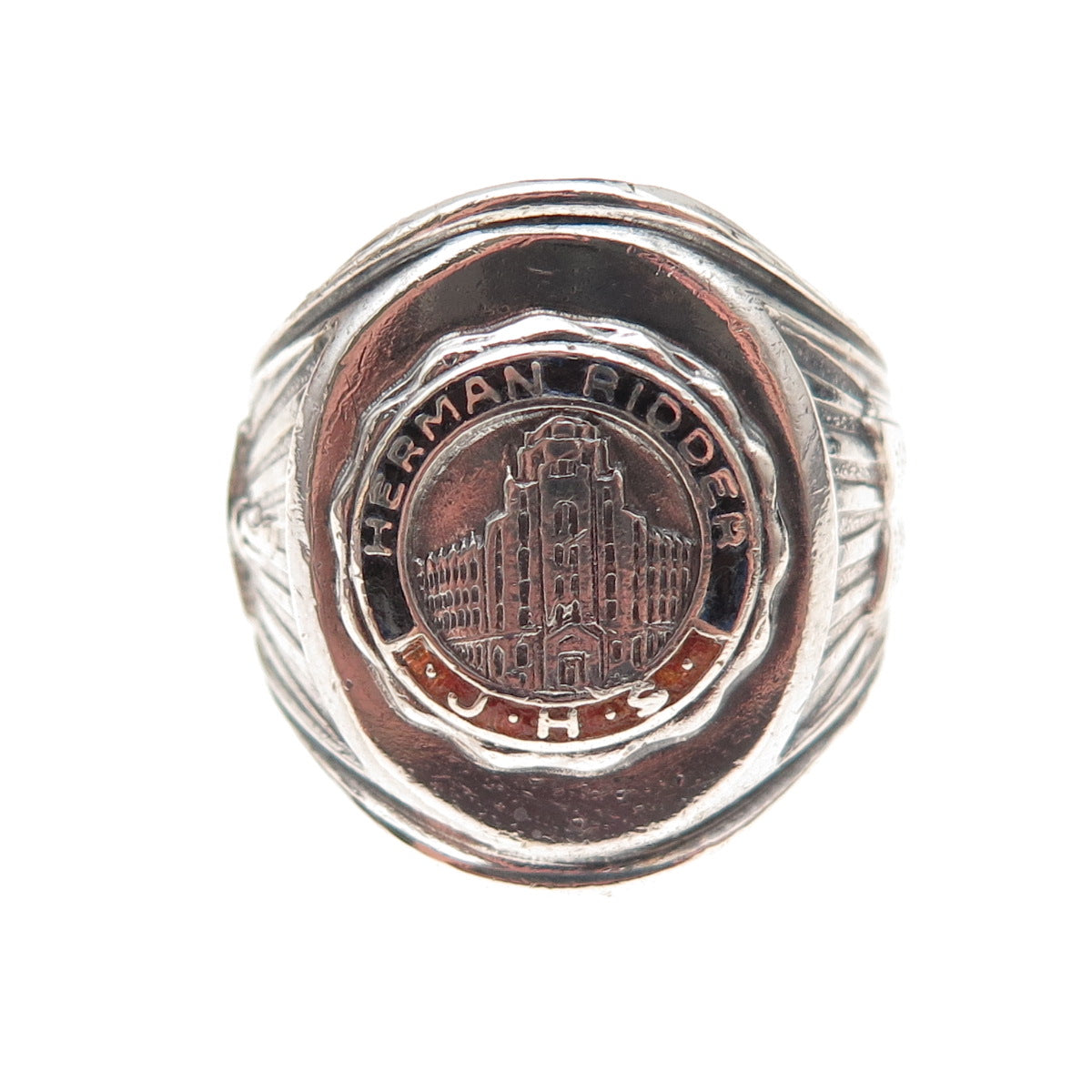 Reed & Co. Sterling Vintage 1979 Enamel Herman Ridder JH School Ring Size 8.75