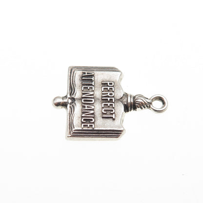 GREEN KC Sterling Silver Vintage Perfect Attendance Oxidized Mini Charm Pendant