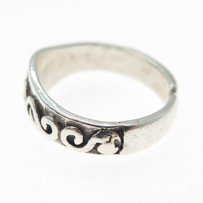 925 Sterling Silver Vintage Modernist Spiral Adjustable Ring Size 4.75