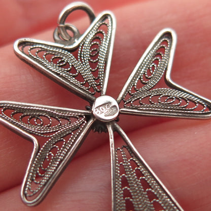 800 Silver Vintage Italy Charm Filigree Oxidized Charm Pendant