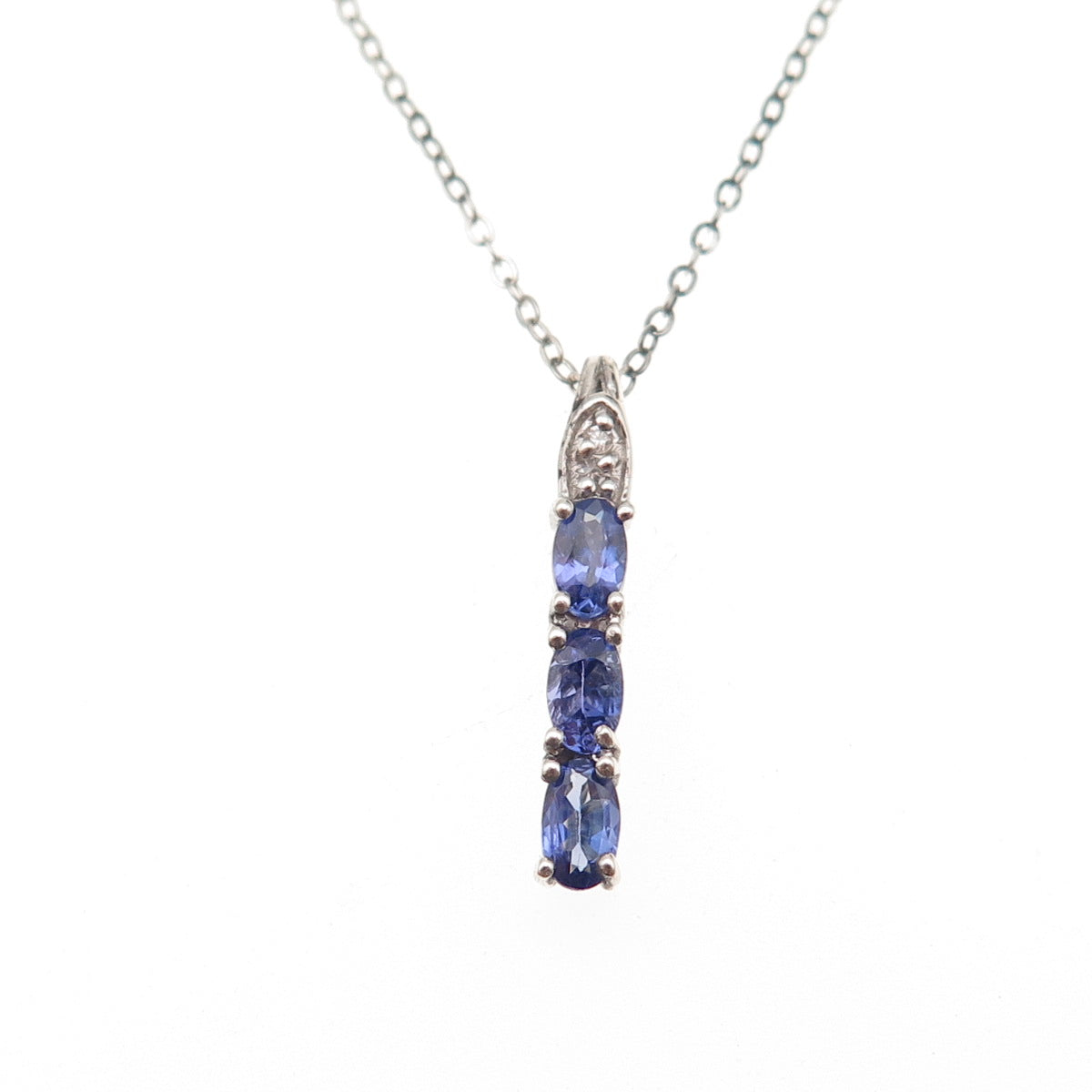 Chuck Clemency 925 Sterling Silver Real Tanzanite White Topaz Chain Necklace 20"