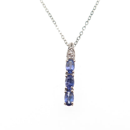 Chuck Clemency 925 Sterling Silver Real Tanzanite White Topaz Chain Necklace 20"