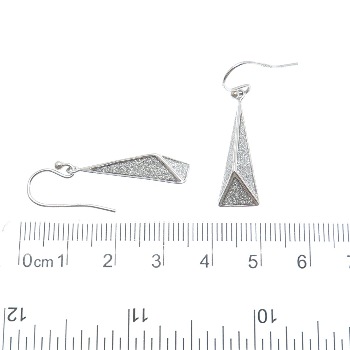 925 Sterling Silver Diamond-Illusion Pyramid Dangle Earrings