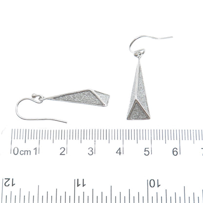 925 Sterling Silver Diamond-Illusion Pyramid Dangle Earrings