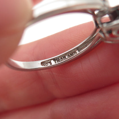 925 Sterling Silver Real Oval-Cut Sapphire Ring Size 7