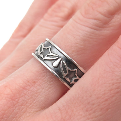 925 Sterling Silver Vintage Mexico Star Oxidized Band Ring Size 10