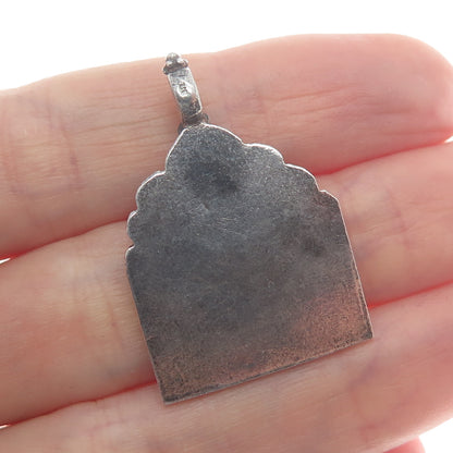 925 Sterling Silver Vintage Baba Ramdev Oxidized Charm Pendant