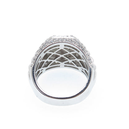 925 Sterling Silver Round-Cut Shaped C Z Ribbed Domed Ring Size 9.5
