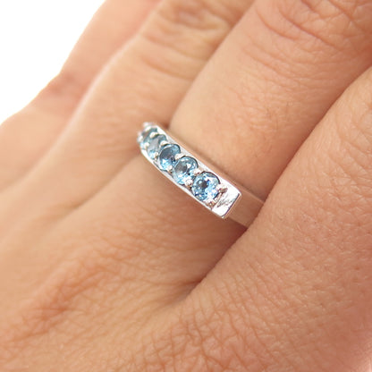 CHAPAL ZENRAY Sterling Silver Vintage Real Blue Topaz Modernist Ring Size 7.25