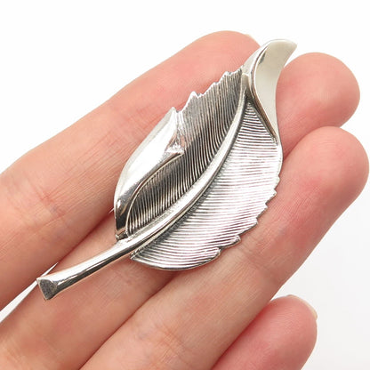 925 Sterling Silver Vintage BEAU Leaf Pin Brooch