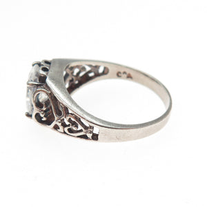 CHATEAU D'ARGENT 925 Sterling Silver Vintage Oval-Cut C Z Heart Ring Size 9