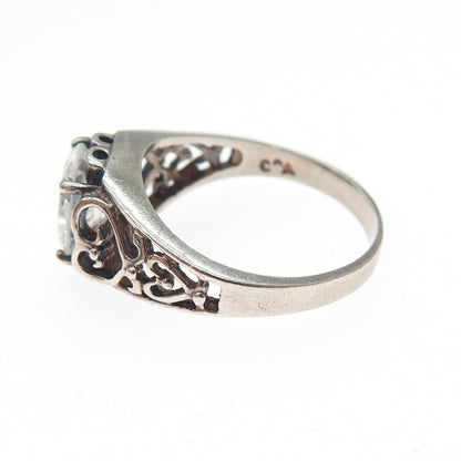 CHATEAU D'ARGENT 925 Sterling Silver Vintage Oval-Cut C Z Heart Ring Size 9