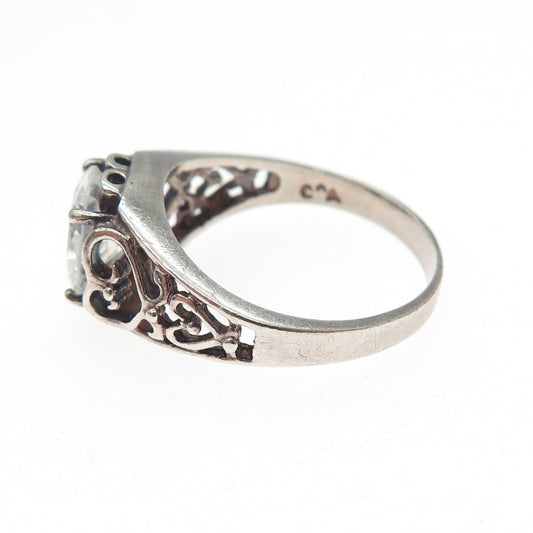 CHATEAU D'ARGENT 925 Sterling Silver Vintage Oval-Cut C Z Heart Ring Size 9